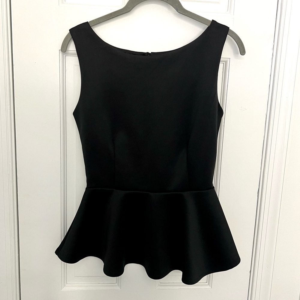 Bisou Bisou Peplum Hem Sleeveless Top Blouse solid tank babydoll tee shirt party